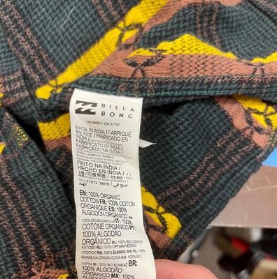 Billabong Wrangler size L large Flannel Shirt - dark green, taupe, gold