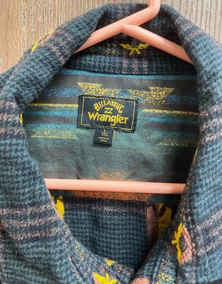 Billabong Wrangler size L large Flannel Shirt - dark green, taupe, gold