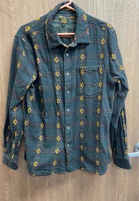 Billabong Wrangler size L large Flannel Shirt - dark green, taupe, gold