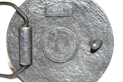 Vintage "Aubrey Beardsley - Artist" --- Pewter Indiana Metal Craft, Co Belt Buckle Round 2¾"