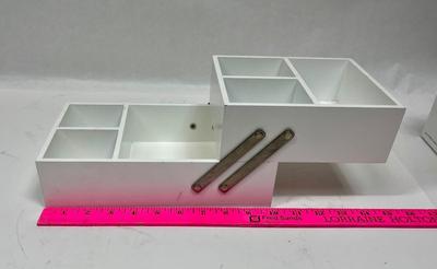 Makeup Organizer - Storage Drawers - stacking hinged divided trays - white wood