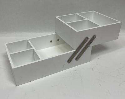 Makeup Organizer - Storage Drawers - stacking hinged divided trays - white wood