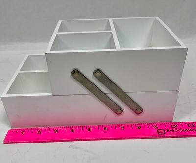 Makeup Organizer - Storage Drawers - stacking hinged divided trays - white wood