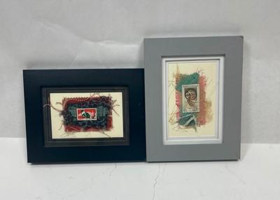 Framed Postage Stamp Art by Elisa Goodman