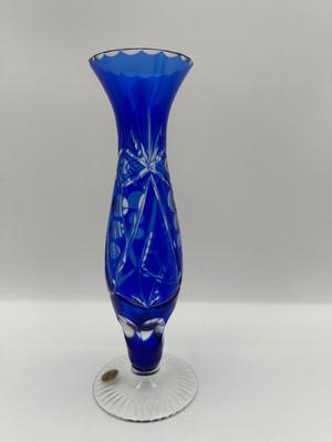 Crystal Cobalt Blue Vase, Made in Poland