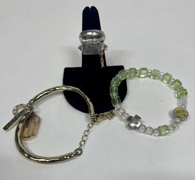 Fashion Jewelry Lot - two bracelets and two rings Faith & Inspiration themed
