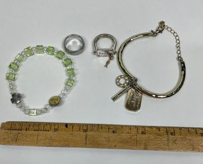 Fashion Jewelry Lot - two bracelets and two rings Faith & Inspiration themed