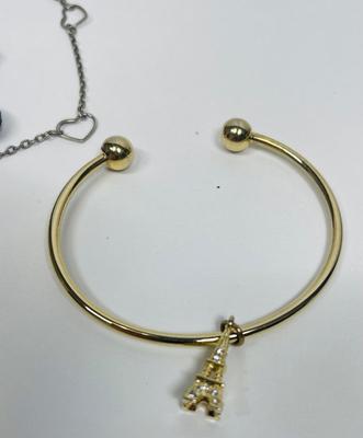 Fashion Jewelry Lot - Love & Paris - Heart Earrings, Heart Bracelet and Eiffel Tower Bracelet