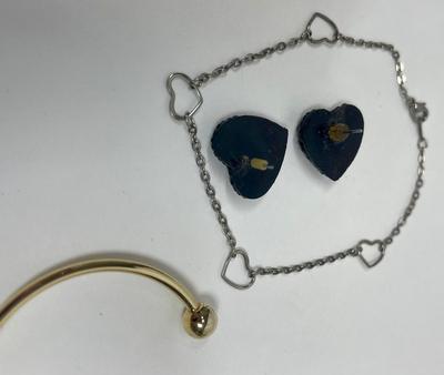 Fashion Jewelry Lot - Love & Paris - Heart Earrings, Heart Bracelet and Eiffel Tower Bracelet