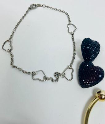 Fashion Jewelry Lot - Love & Paris - Heart Earrings, Heart Bracelet and Eiffel Tower Bracelet