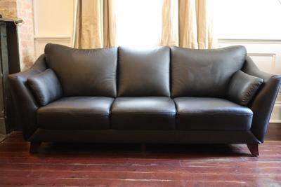 Jennifer Convertibles Black Leather Sofa (2 of 2)