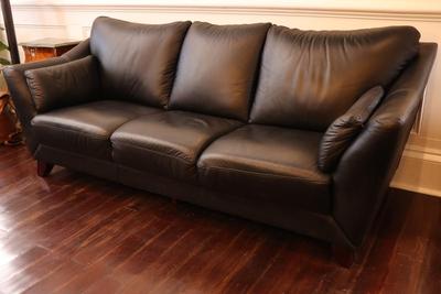 Jennifer Convertibles Black Leather Sofa (1 of 2)