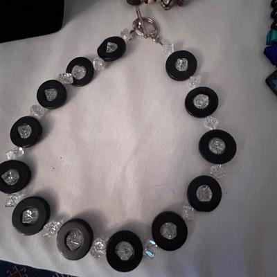 Dark Colored Glass and Other Beaded Necklaces (ST-BB)