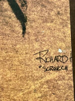 Vintage Richard Hinger Screech Owl Wood Framed Picture Print Wall Art Mid Century MCM
