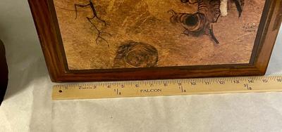 Vintage Richard Hinger Screech Owl Wood Framed Picture Print Wall Art Mid Century MCM
