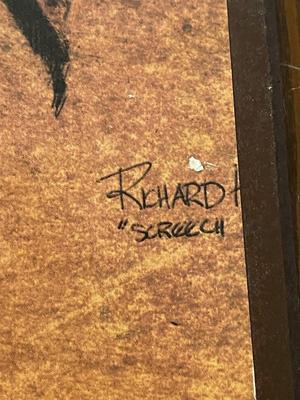 Vintage Richard Hinger Screech Owl Wood Framed Picture Print Wall Art Mid Century MCM