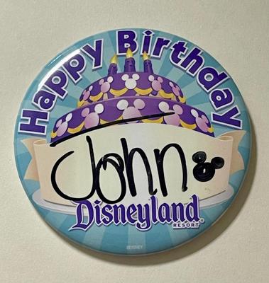 Disney Happy Birthday Button and part of a Disney Trading Pin