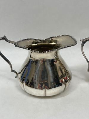 Vintage Creamer & Double Handled Sugar Bowl Silver-plate