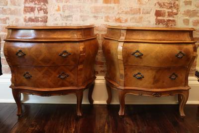 Pair Of Italian Inlay Parquet Commodes (See Description)