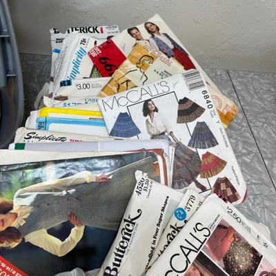 Tub of sewing & patterns