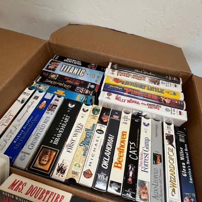 Box of VHS tapes