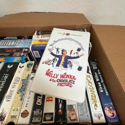 Box of VHS tapes