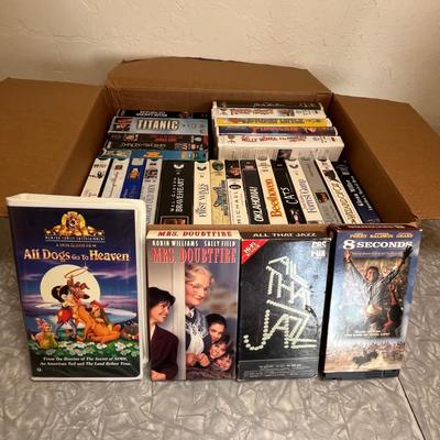 Box of VHS tapes