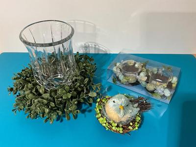Decor set - bird, vase, candle holders