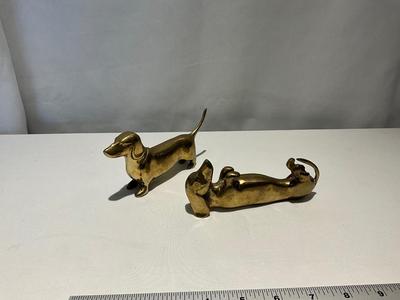 2 Solid Brass Dogs