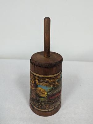 Country Barn Hand Painted Wooden Butter Churn