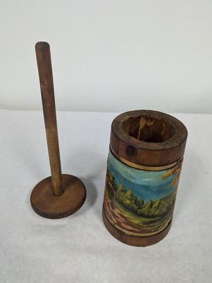 Country Barn Hand Painted Wooden Butter Churn