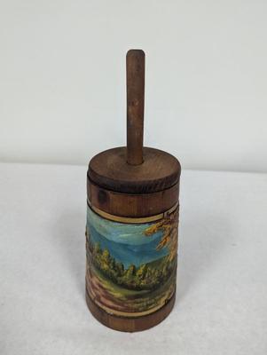 Country Barn Hand Painted Wooden Butter Churn