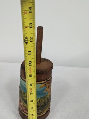 Country Barn Hand Painted Wooden Butter Churn