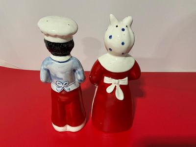 Vintage Blue Chef Pappy and Mammy Aunt Jemima Salt/Pepper Salt Shakers