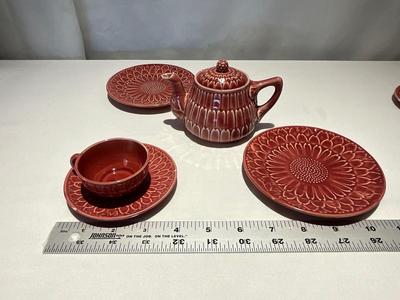 Mini Red Teapot set early 1900s
