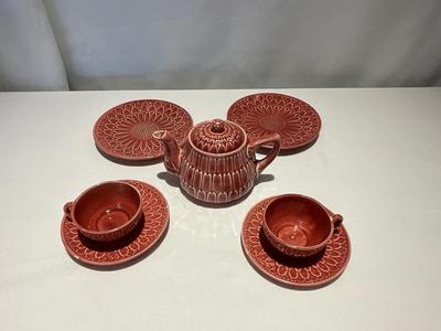 Mini Red Teapot set early 1900s