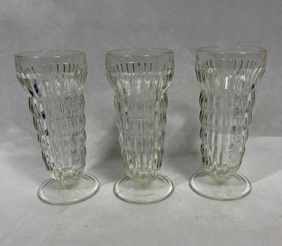 3 Jeanette Vintage Glass Footed Parfait Glasses