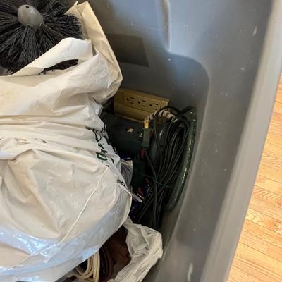 Tote of painting supplies