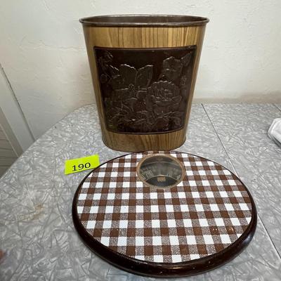 Vintage trash can & scale