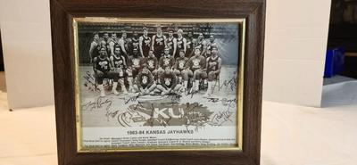 1983-84 Kansas Jayhawks basketball signed picture KU