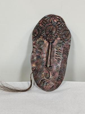 Large Handmade Clay Tribal Mask
