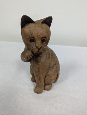 Hand Carved Wooden Cat