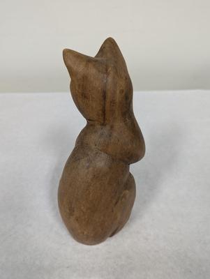 Hand Carved Wooden Cat