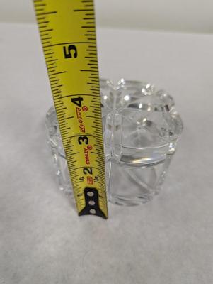 Vintage Glass Clover Trinket Dish With Lid
