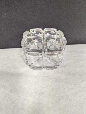 Vintage Glass Clover Trinket Dish With Lid