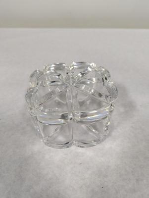 Vintage Glass Clover Trinket Dish With Lid