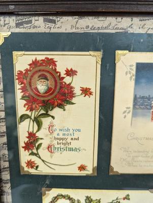Vintage Framed Christmas/New Year Cards/Post Cards