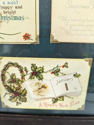 Vintage Framed Christmas/New Year Cards/Post Cards