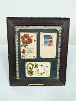 Vintage Framed Christmas/New Year Cards/Post Cards