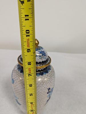 Vintage Chinese Blue & White Enamel Cloisonne Vase
